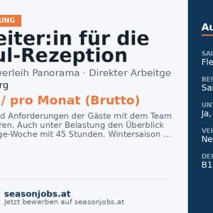 Mitarbeiter:in für die Skischul-Rezeption — Großarl, Salzburg