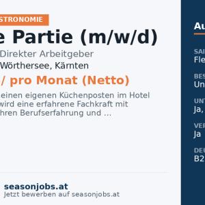 Chef de Partie (m/w/d) — Pörtschach am Wörthersee, Kärnten