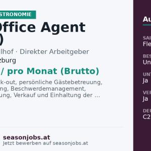 Front Office Agent (m/w/d) — Saalfelden, Salzburg