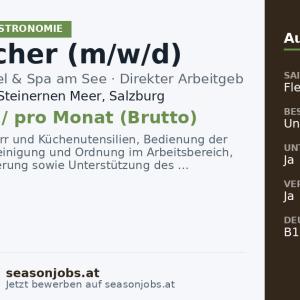 Abwäscher (m/w/d) — Saalfelden am Steinernen Meer, Salzburg