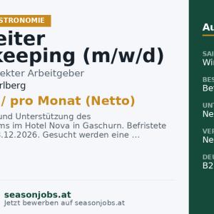 Mitarbeiter Housekeeping (m/w/d) — Gaschurn, Vorarlberg