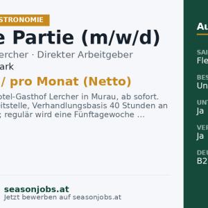 Chef de Partie (m/w/d) — Murau, Steiermark
