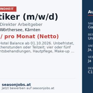 Kosmetiker (m/w/d) — Pörtschach am Wörthersee, Kärnten