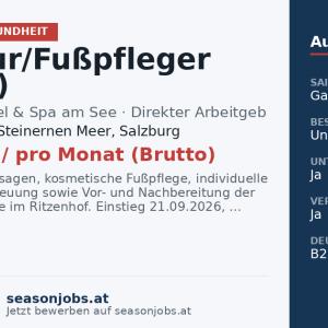 Masseur/Fußpfleger (m/w/d) — Saalfelden am Steinernen Meer, Salzburg