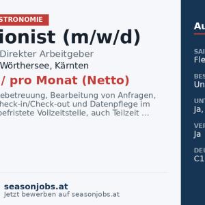 Rezeptionist (m/w/d) — Pörtschach am Wörthersee, Kärnten