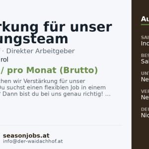 Verstärkung für unser Reinigungsteam (m/w/d) — Hainzenberg, Tirol
