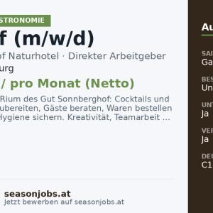 Barchef (m/w/d) — Mittersill, Salzburg