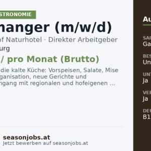 Gardemanger (m/w/d) — Mittersill, Salzburg