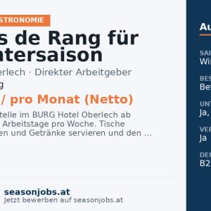 Commis de Rang für die Wintersaison 2026/27 (m/w/d) — Lech, Vorarlberg