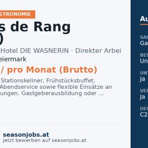 Commis de Rang (m/w/d) — Bad Aussee, Steiermark