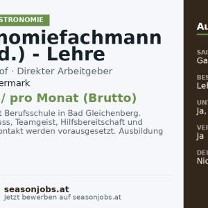 Gastronomiefachmann (m./w./d.) - Lehre — Rohrmoos, Steiermark