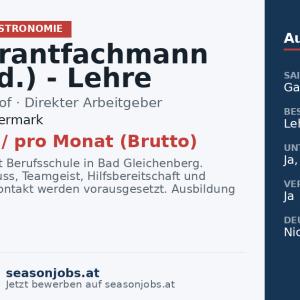 Restaurantfachmann (m./w./d.) - Lehre — Rohrmoos, Steiermark