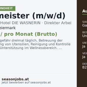 Saunameister (m/w/d) — Bad Aussee, Steiermark