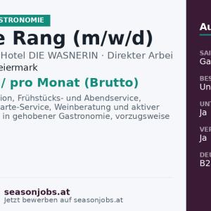 Chef de Rang (m/w/d) — Bad Aussee, Steiermark