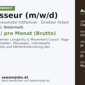Heilmasseur (m/w/d) — Haus im Ennstal, Steiermark