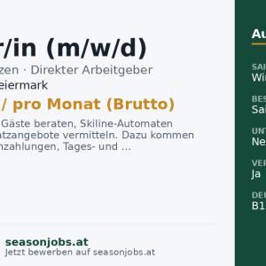 Kassier/in (m/w/d) — Schladming, Steiermark