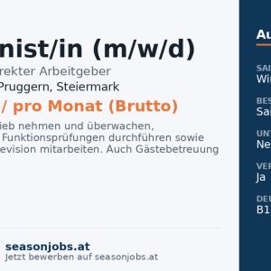 Maschinist/in (m/w/d) — Michaelerberg-Pruggern, Steiermark