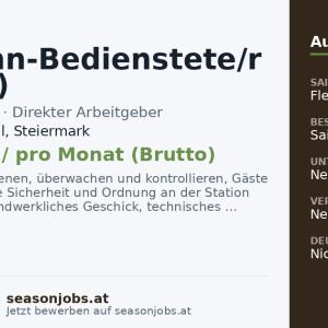 Seilbahn-Bedienstete/r (m/w/d) — Haus im Ennstal, Steiermark