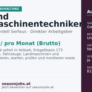 KFZ- und Landmaschinentechniker/in (m/w/d) — Serfaus, Tirol