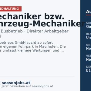 KFZ-Mechaniker bzw. Nutzfahrzeug-Mechaniker in Mayrhofen (m/w/d) — Mayrhofen, Tirol