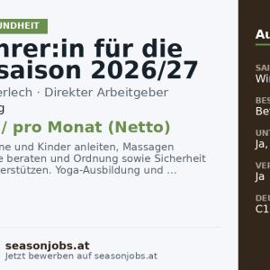 Yogalehrer:in für die Wintersaison 2026/27 (m/w/d) — Lech, Vorarlberg