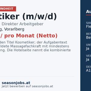 Kosmetiker (m/w/d) — Lech am Arlberg, Vorarlberg
