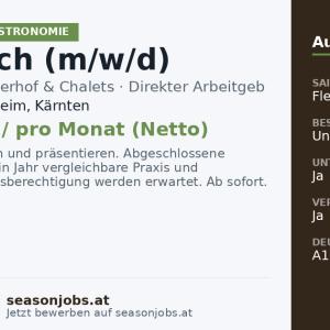 Jungkoch (m/w/d) — Bad Kleinkirchheim, Kärnten