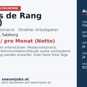 Commis de Rang (m/w/d) — Bad Hofgastein, Salzburg