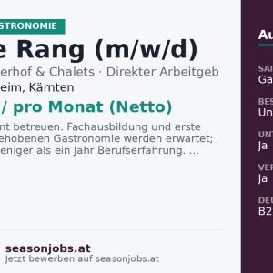 Chef de Rang (m/w/d) — Bad Kleinkirchheim, Kärnten