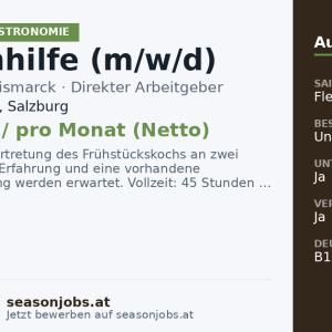 Küchenhilfe (m/w/d) — Bad Hofgastein, Salzburg