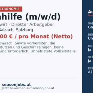Küchenhilfe (m/w/d) — Golling an der Salzach, Salzburg