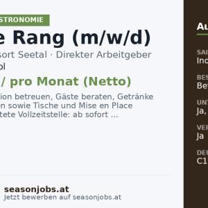 Chef de Rang (m/w/d) — Kaltenbach, Tirol