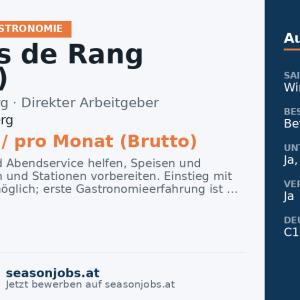 Commis de Rang (m/w/d) — Warth, Vorarlberg