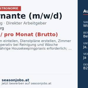 Gouvernante (m/w/d) — Warth, Vorarlberg