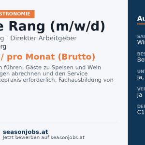 Chef de Rang (m/w/d) — Warth, Vorarlberg