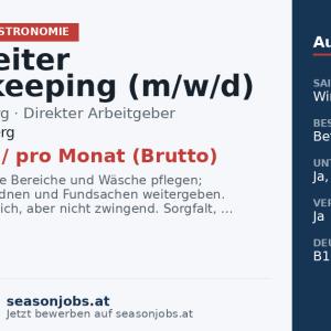 Mitarbeiter Housekeeping (m/w/d) — Warth, Vorarlberg