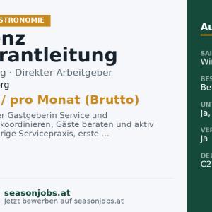 Assistenz Restaurantleitung (m/w/d) — Warth, Vorarlberg