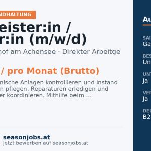 Hausmeister:in / Gärtner:in (m/w/d) — Pertisau, Tirol
