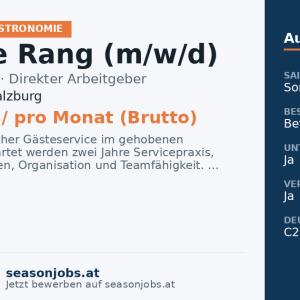 Chef de Rang (m/w/d) — Untertauern, Salzburg