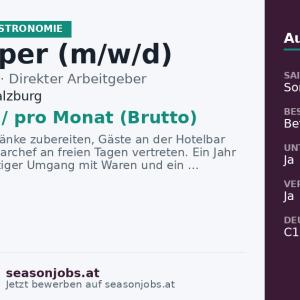 Barkeeper (m/w/d) — Untertauern, Salzburg