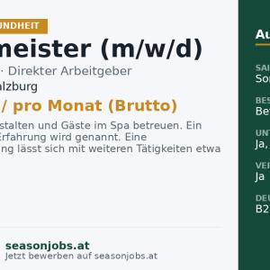 Saunameister (m/w/d) — Untertauern, Salzburg