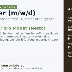 Patissier (m/w/d) — Tux, Tirol