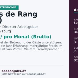 Commis de Rang (m/w/d) — Untertauern, Salzburg