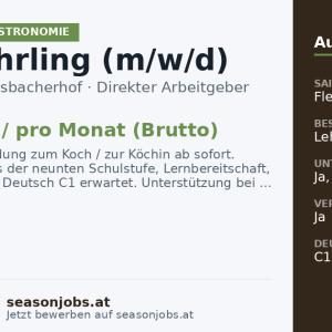 Kochlehrling (m/w/d) — Tux, Tirol