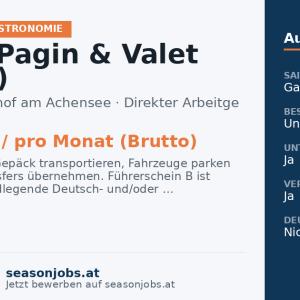 Page / Pagin & Valet (m/w/d) — Pertisau, Tirol