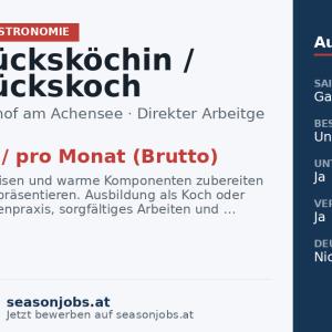 Frühstücksköchin / Frühstückskoch (m/w/d) — Pertisau, Tirol