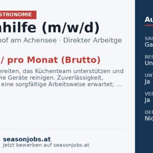 Küchenhilfe (m/w/d) — Pertisau, Tirol