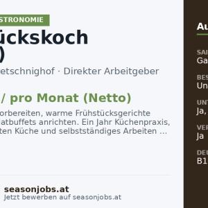 Frühstückskoch (m/w/d) — Diex, Kärnten