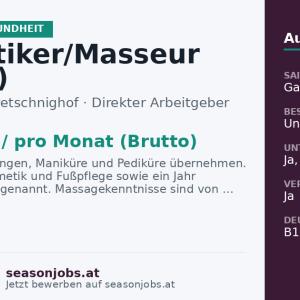 Kosmetiker/Masseur (m/w/d) — Diex, Kärnten