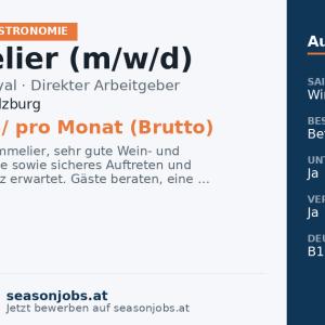 Sommelier (m/w/d) — Obertauern, Salzburg